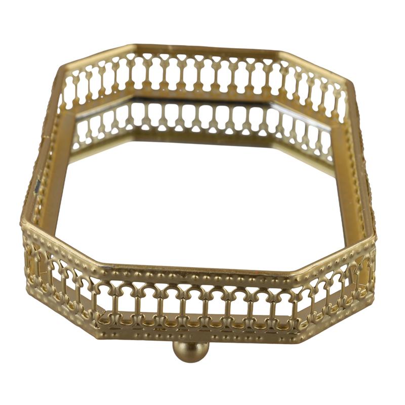 1PC Tray Organizer Bedroom Mirror Base Versatile for Accessories Metal Jewelry Octagonal Elegant 2 Sizes