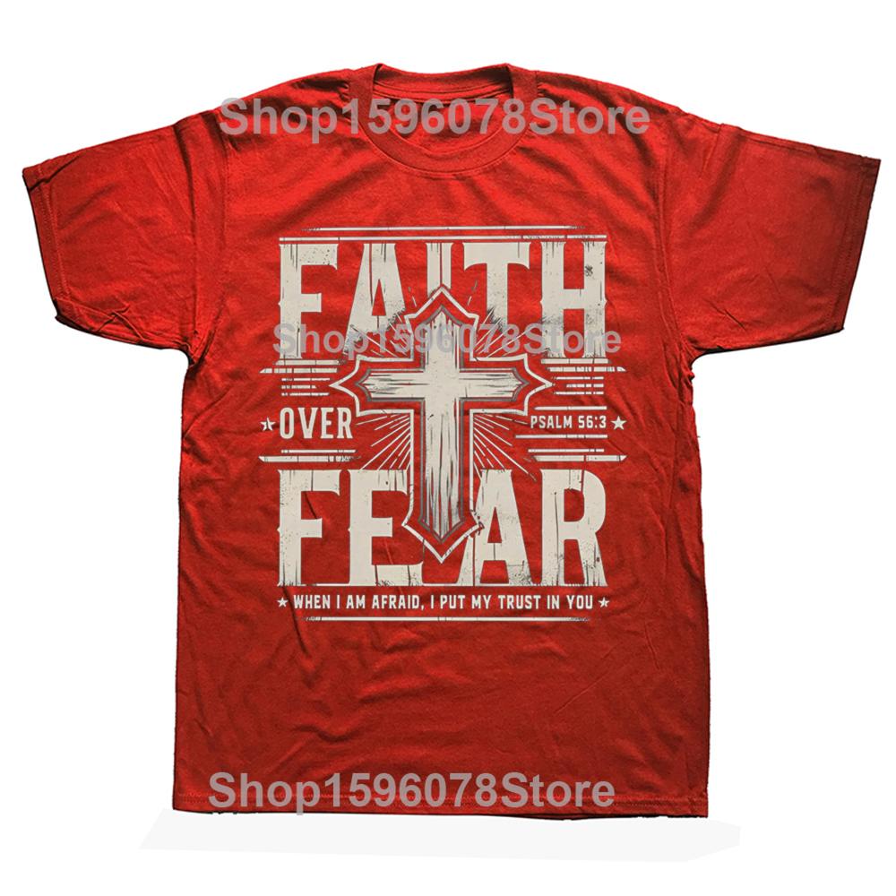 

Funny Christian Faith Over Fear Graphic Tshirts Men Womens Fashion Casual Tshirt 100 Cotton Loose Oversized T Shirt S
