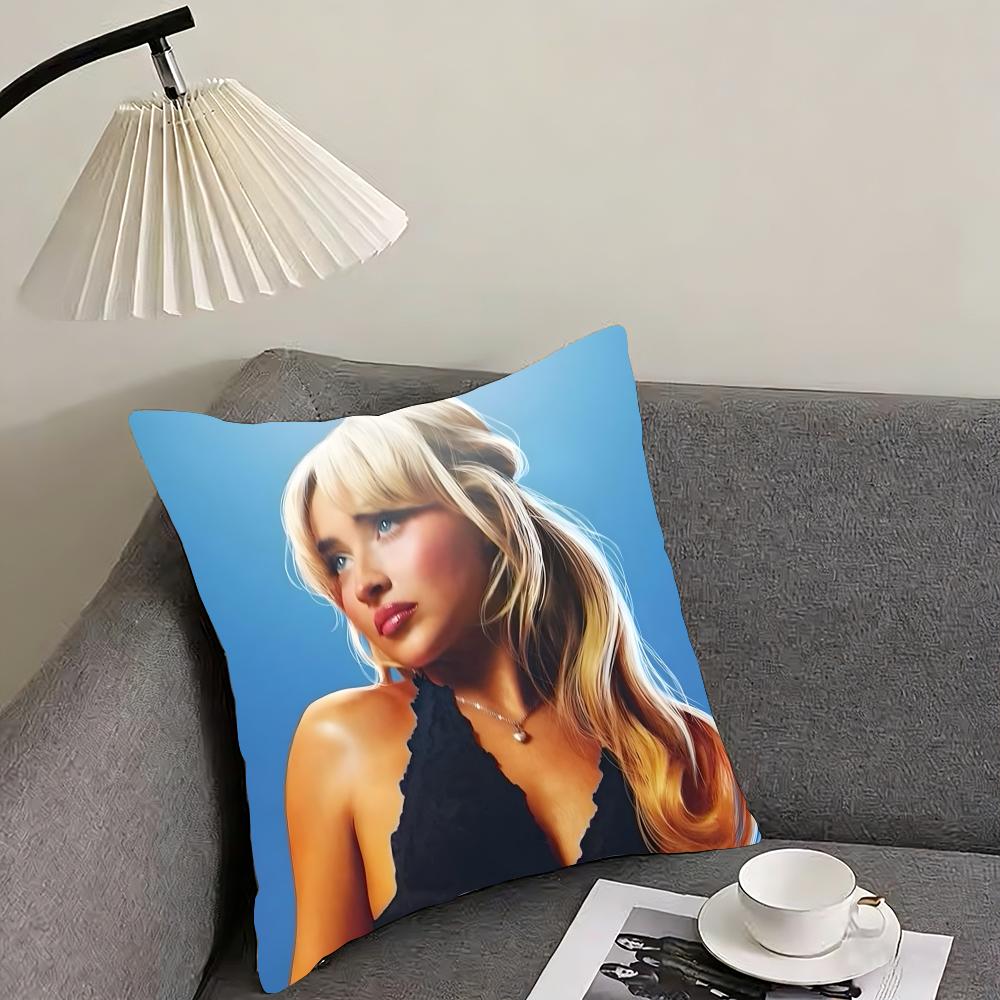 Singer Sabrina Carpenters Cushion Cover Reversible Plush Pillow Cover – For Car, Sofa, Bedroom, Perfect As A Gift.