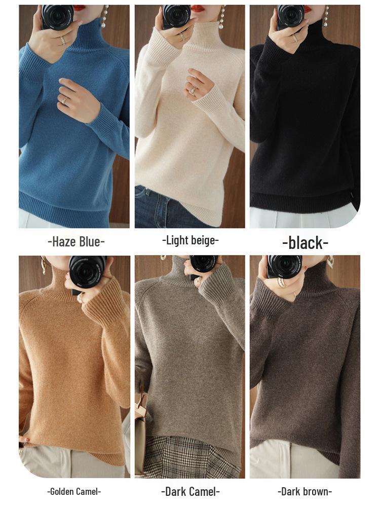 Γυναικείο Χαλαρό Πλεκτό Πουλόβερ με Ψηλό Λαιμό Μονόχρωμο: Νέο Φθινοπωρινό/Χειμερινό Πουλόβερ Κορεάτικου Στυλ