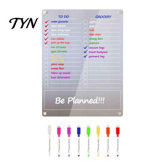 Magnetic Memo Pad for Kitchen Acrylic Planning Board, Dry Erase Notepad Board Fridge, Erasable Writing with Markers Clear Monthly Weekly Daily