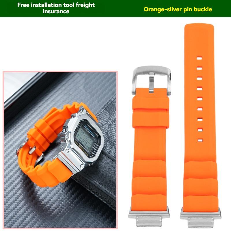 For Casio Small Square GW-B5600 GW-M5610 DW5600 GA2100 GM5600 High Quality Soft Silicone Men's Metal Conversion Watch Strap