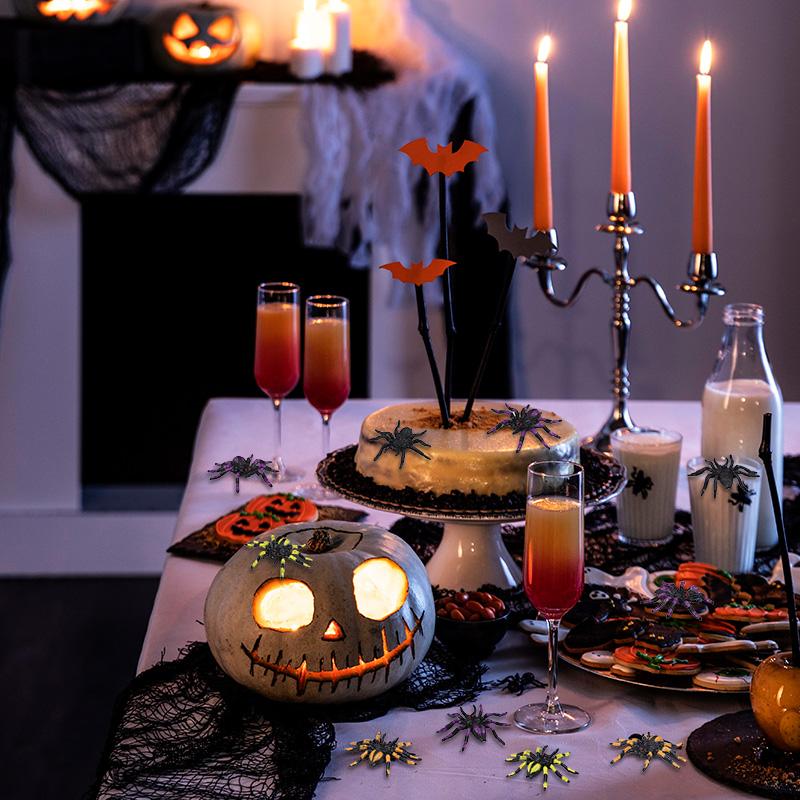 5Pcs Realistic Plastic Spiders Halloween Party Decoration for Home Indoor Outdoor Spider Web Haunted House Spooky Horror Props