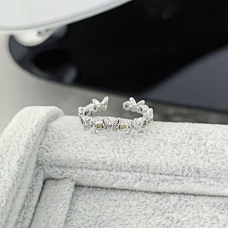 Geometric Light Luxury, High-End Sense, Thin Ring, Personalized Opening Ring, Simple Micro-Inlaid Flash Zircon, Super Fairy Ring, Female.