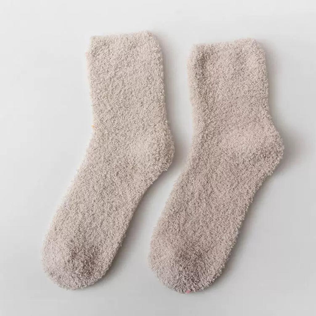 Ladies' Warm Plush Socks, Floor Socks, Candy Colored Medium Socks