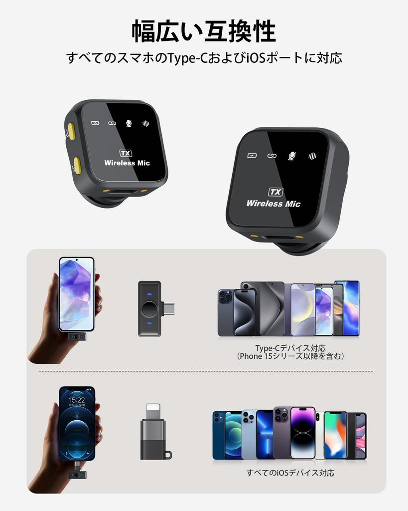 KUKIHO Lavalier Microphone New Wireless Compatible with iPhone 17 and All and Android 10 Hours of Continuous 80 Hours of Battery Compact DSP