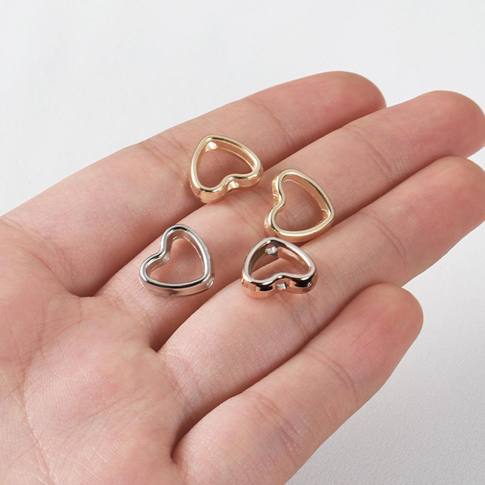 50pcs Love Heart Two Hole CCB Beads Frame Spacer Beads DIY Necklace Bracelet Connectors Pendants Jewelry Making Accessories
