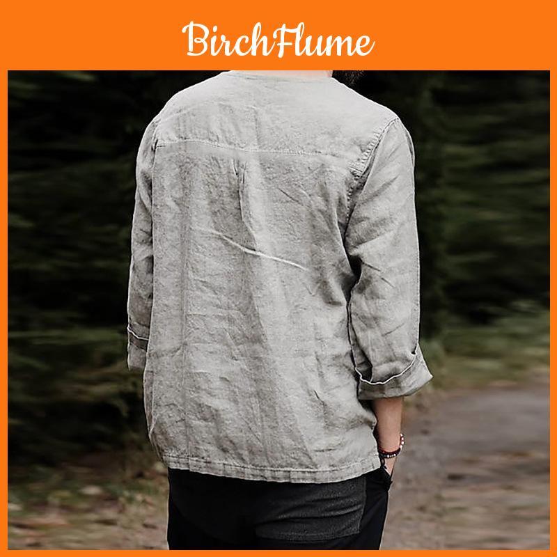 Lässiges Herren-Langarmhemd aus Baumwollmischung mit Kordelzug für Herbst und Frühling