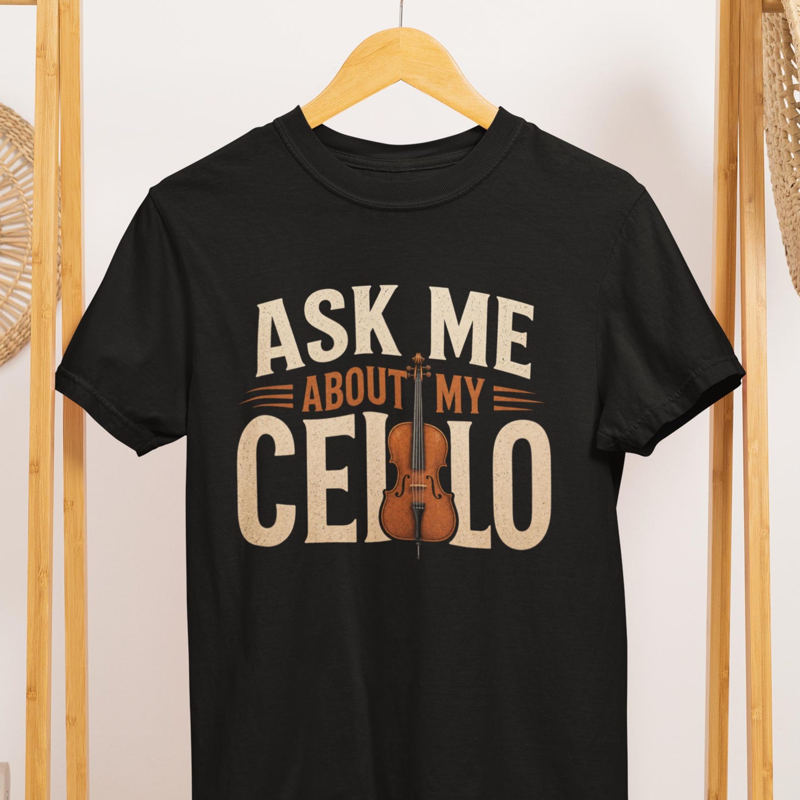 Ask Me About My Cello T-Shirt, Musician Gift, Orchestra Player Apparel XL