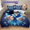 3pcs Blue Phoenix Rising Bedding Set - Includes Quilt Cover and Pillowcases, Suitable for All Seasons, Machine Washable - Ideal Gift for Fam
