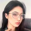 New Fashionable Anti Blue Light Metal Frame Myopia Glasses Trendy Cat Eye Frame Pc Ultra Light High-Definition Myopia Glasses