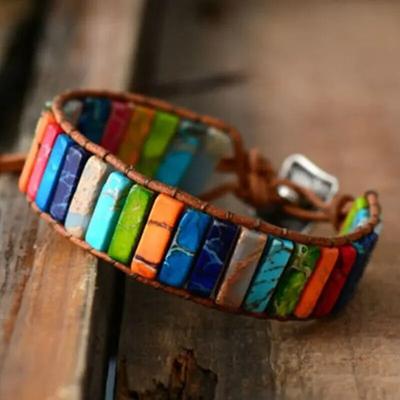 Boho Mehrfarbiger Stein Handgewebtes Armband Perlenarmband Damenschmuck Geschenke