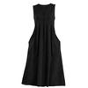 Ladies' Casual Pullover V-neck Sleeveless Cotton And Linen Loose Dress