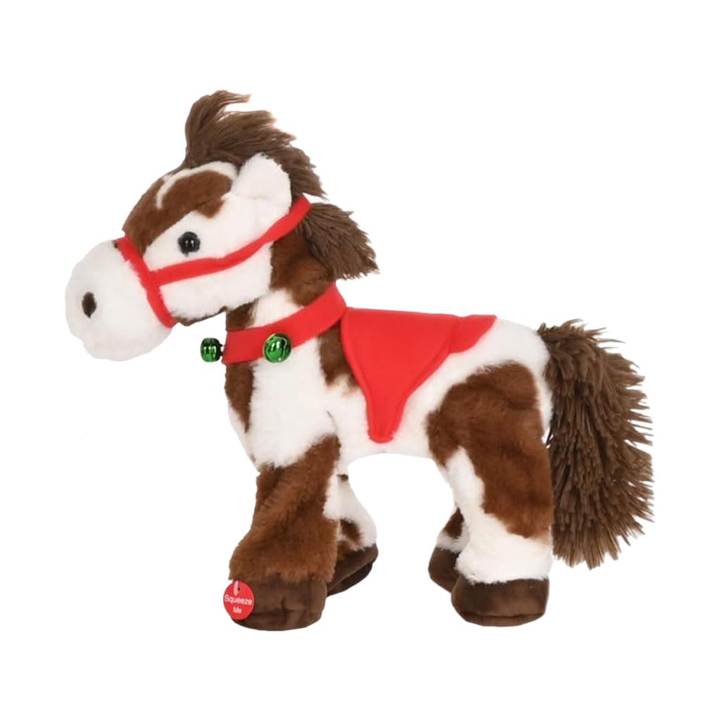 Spotted Electric Plush Horse Toy for Kids with Sound and Movement Electric Rocking Horse for Christmas Gift