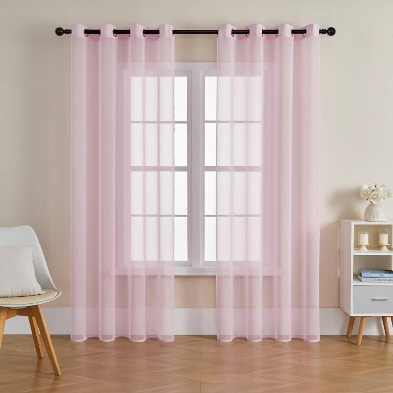 Color Modern Solid Light Transmission Curtain Bedroom Living Room Sheer Semi
