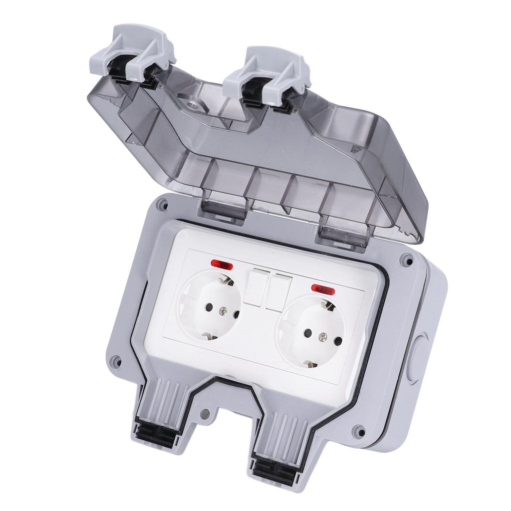 Cover Box Outlet IP66 Weatherproof Outdoor Socket with Independent Switch Indicator Light 250V