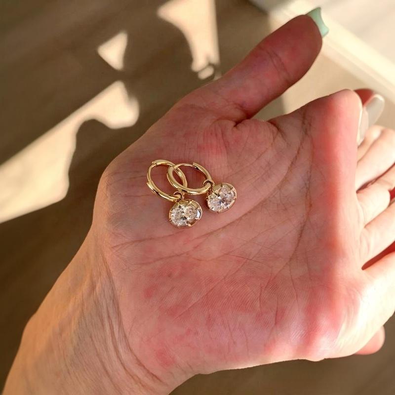 Čerstvé Elegantní Jednoduché Náušnice Visací High-End Módní Oválné Diamantové Náušnice Pro Ženy Vhodné Pro Denní Nošení Šperky Dárky