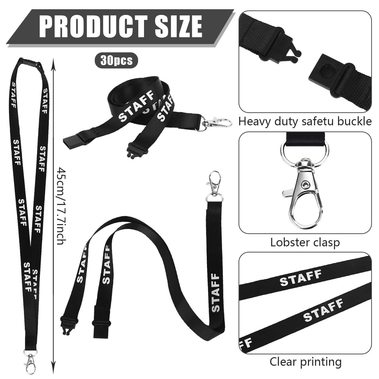 

30 шт. шнурки для сотрудников, шнурки для бейджей, брелки для ключей, ремешки на запястье и шею, держатель для бейджа, телефонный шнурок, ремешок чёрный