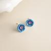 Dripping Enamel Flower Series Real 925 Silver Gold Plant Stud Earrings For Women Small Niche Accessories