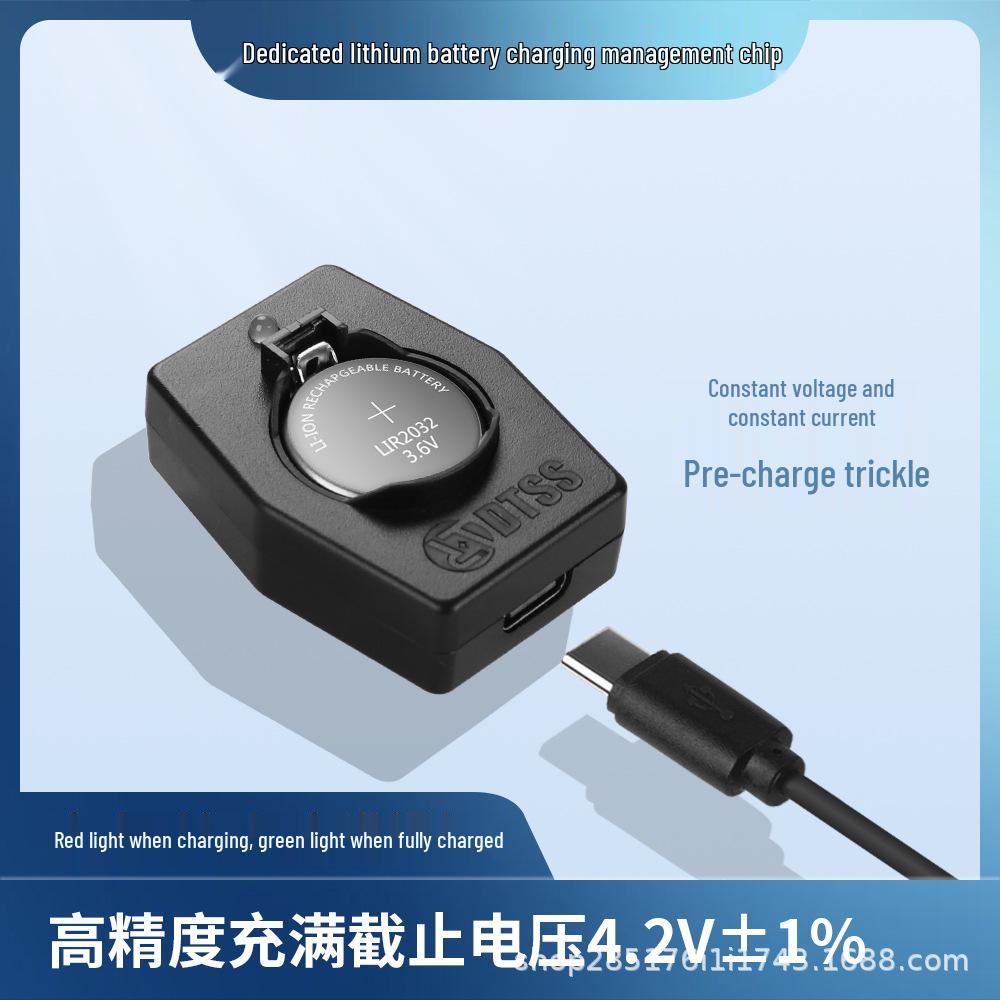 

LIR2032 USB Charger for 3.6V Lithium Button Batteries - Ideal for Car Keys and Remote Controls.