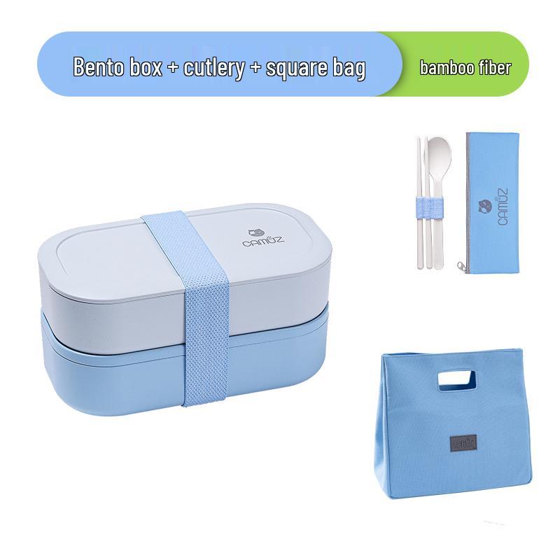 Microwaveable Japanese Double-Layer Bento Box - Portable, Sealed & Divided for Office Workers