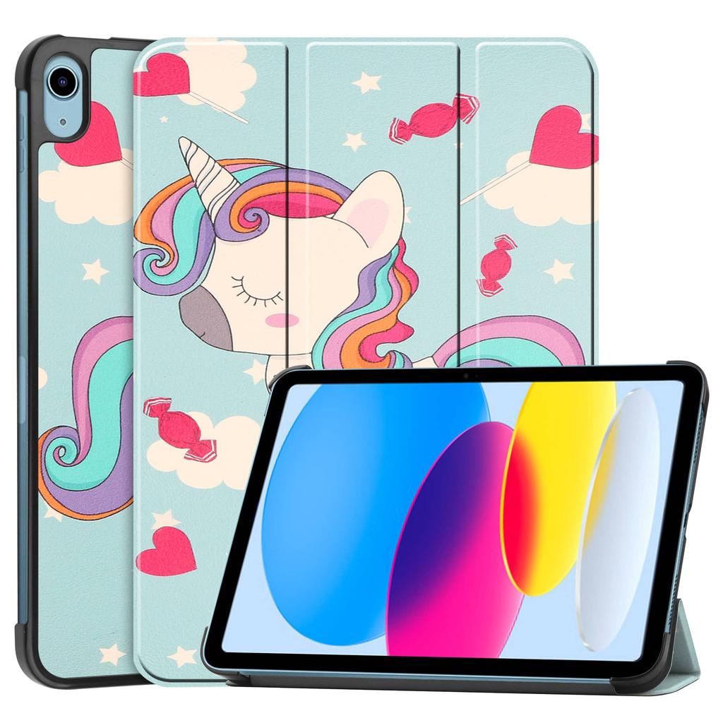 Case for iPad A16 11 2026 iPad 10th 10.9'' with [Tri-fold Stand +  Auto Wake/Sleep],Colorful Premium PU Leather Case Shockproof