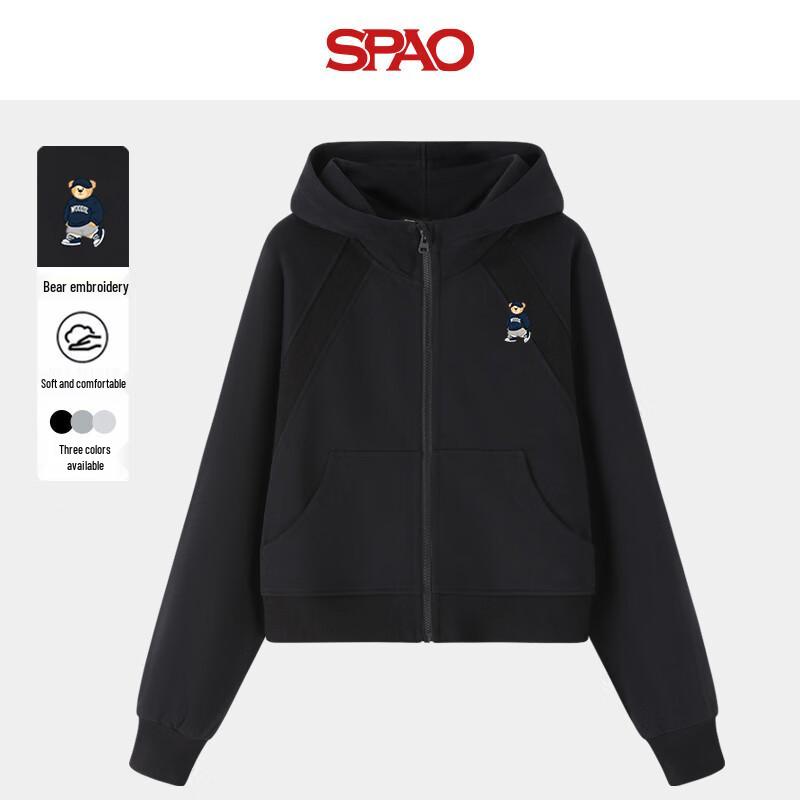 

SPAO Women s Korean Style Cartoon Bear Hooded Cardigan Sweatshirt XL