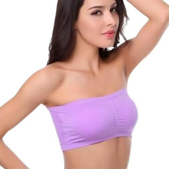 Trägerloser Bandeau-BH: 11 Farben, Ein-Schulter-Doppellage, Bügelfrei für große Oberweite, Schlankmachender Effekt.