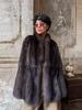 Women's Medium To Long Faux Fur Jacket Women's Collar Warm Fur Coat Brown 2025 New Collection