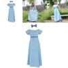 Enchanting Fairytale Peter Pan Wendy Darling Blue Dress With Bow And Headwear