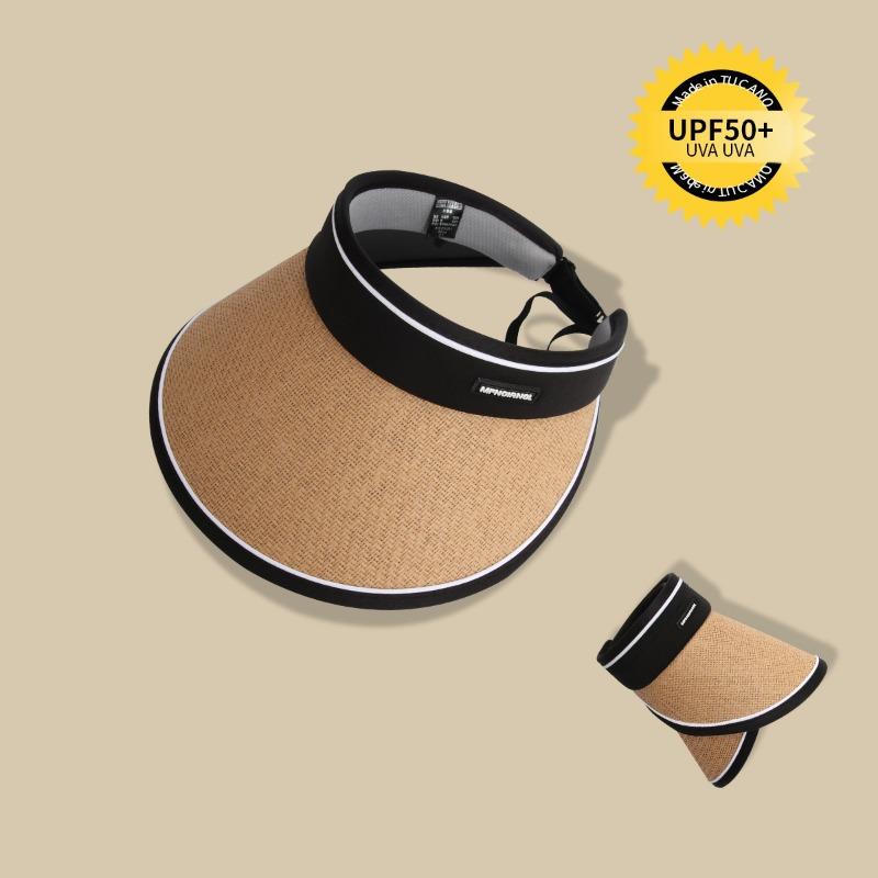 UV Vinyl Sun Protection Empty Top Hat Women's Summer Foldable Straw Visor UV Protection Cycling Versatile Sun Hat
