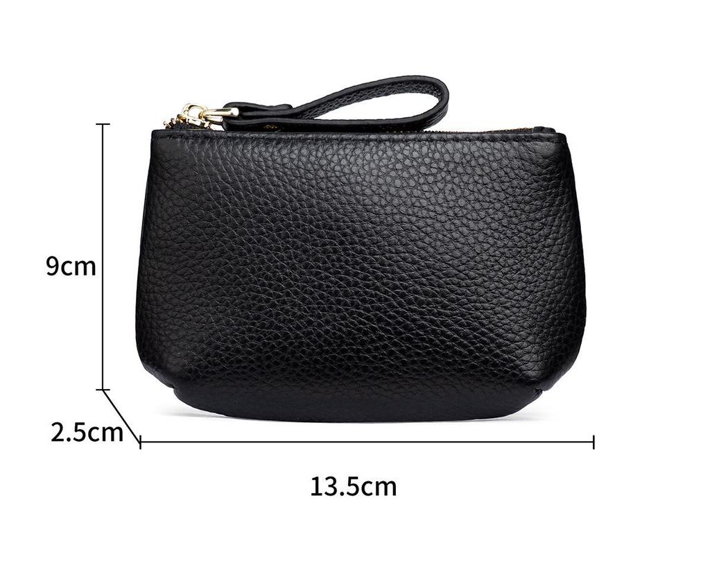 Women's Genuine Leather Coin & Key Purse - Cowhide Zipper Wallet