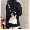 PETITCHOU Shoulder Bag, Pouch, Handbag, 2-Way, Pleated, Drawstring, Handle, Crossbody, Compact, Small, Lightweight, Minimalist, Travel, Korean, PU