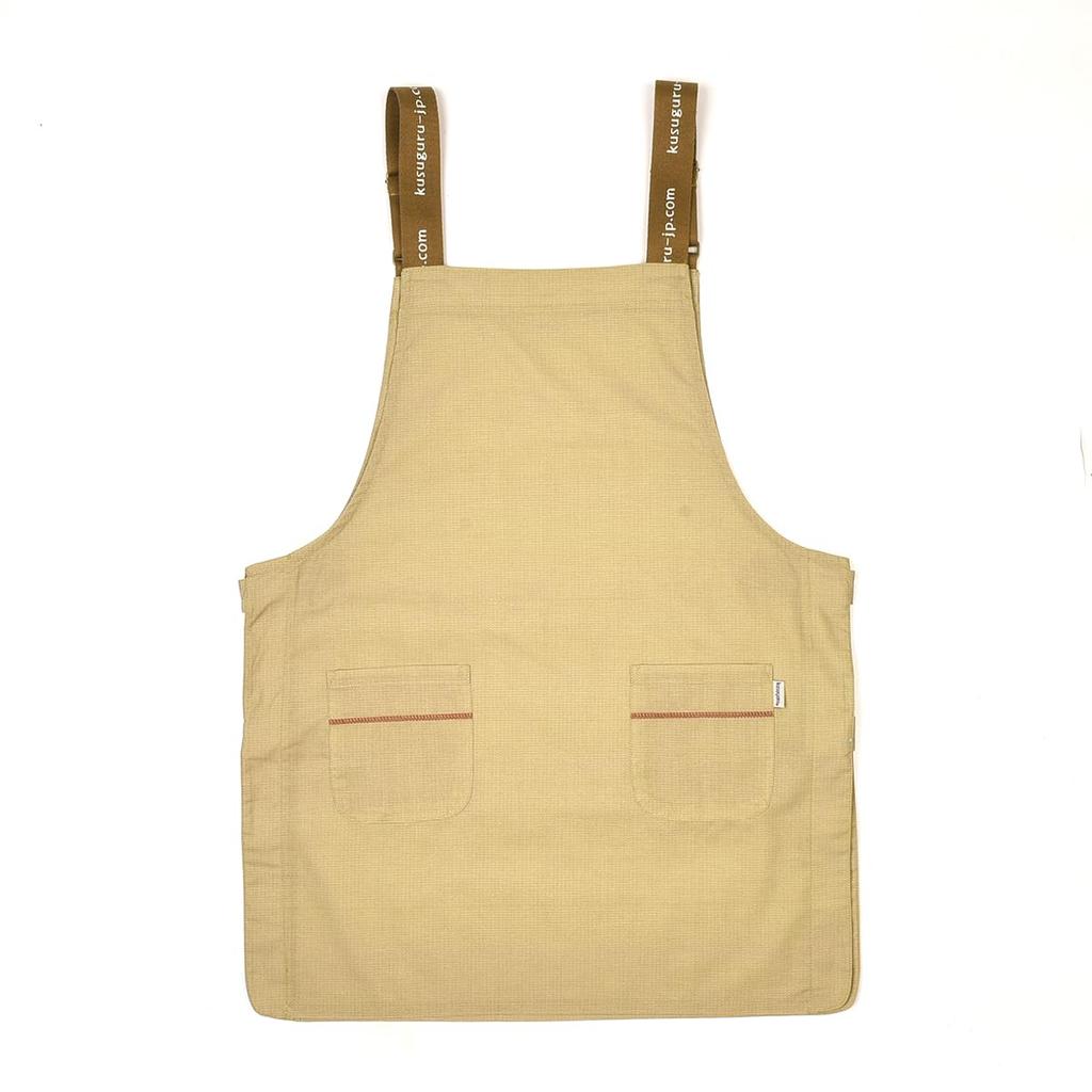 Nekomaruke apron with buttons on both [Kusuguru Japan] sides, 258002, beige, M-L