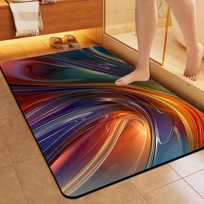 

3D визуальный трехмерный цветной напольный коврик для ванной комнаты, впитывающий коврик для ног в стиле диатомовой грязи, коврик для входной двери 50 * 80Cm