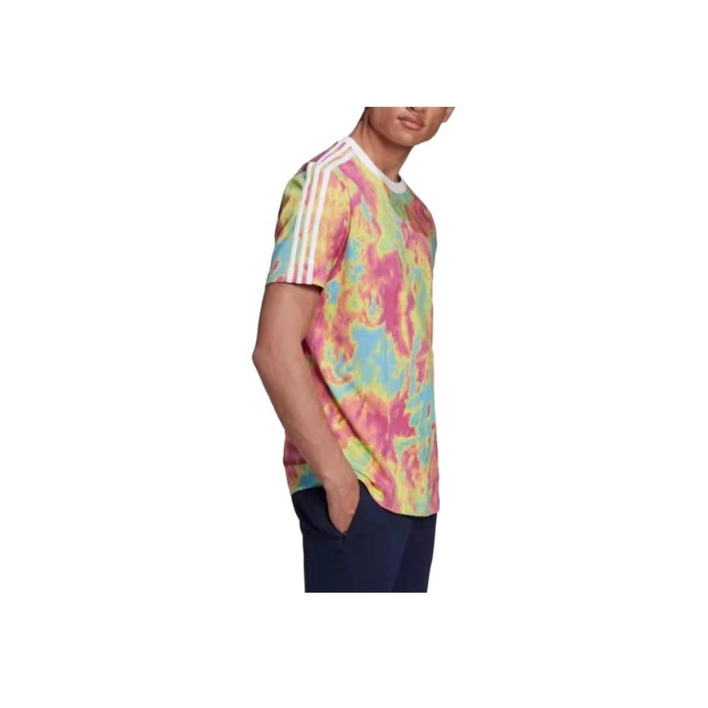 Adidas Originals Trefoil Embroidered Logo Tie-Dye Sports Crew Neck Short Sleeve T-Shirt Men Tops Multicolor GN2105