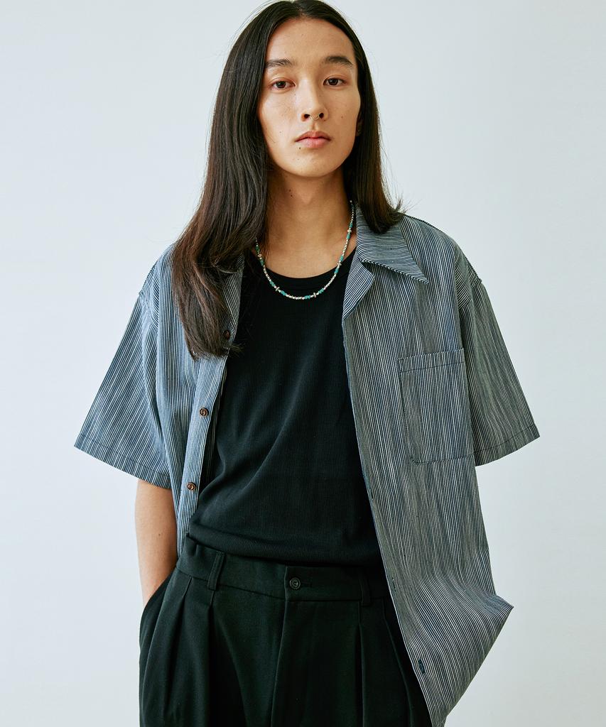 KND Aoiiro Striped Open Collar Shirt