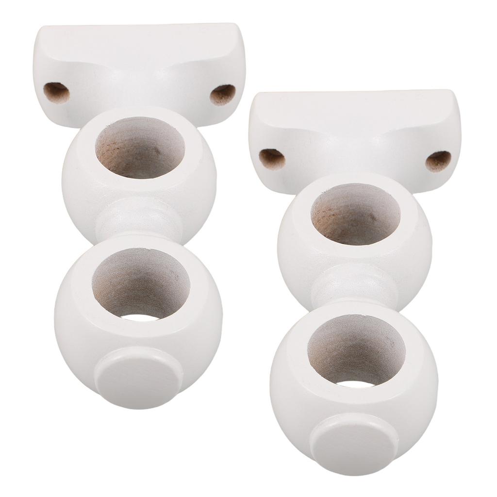 2Pcs Wood Curtain Rod Support Bracket Double Holder Wall Mounted Decorative Window Drapery Rod Holders Brackets for Heavy