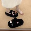 Cartoon cute bag head half slippers women wear autumn and winter new thick bottom non-slip warm plush cotton slippers tide
