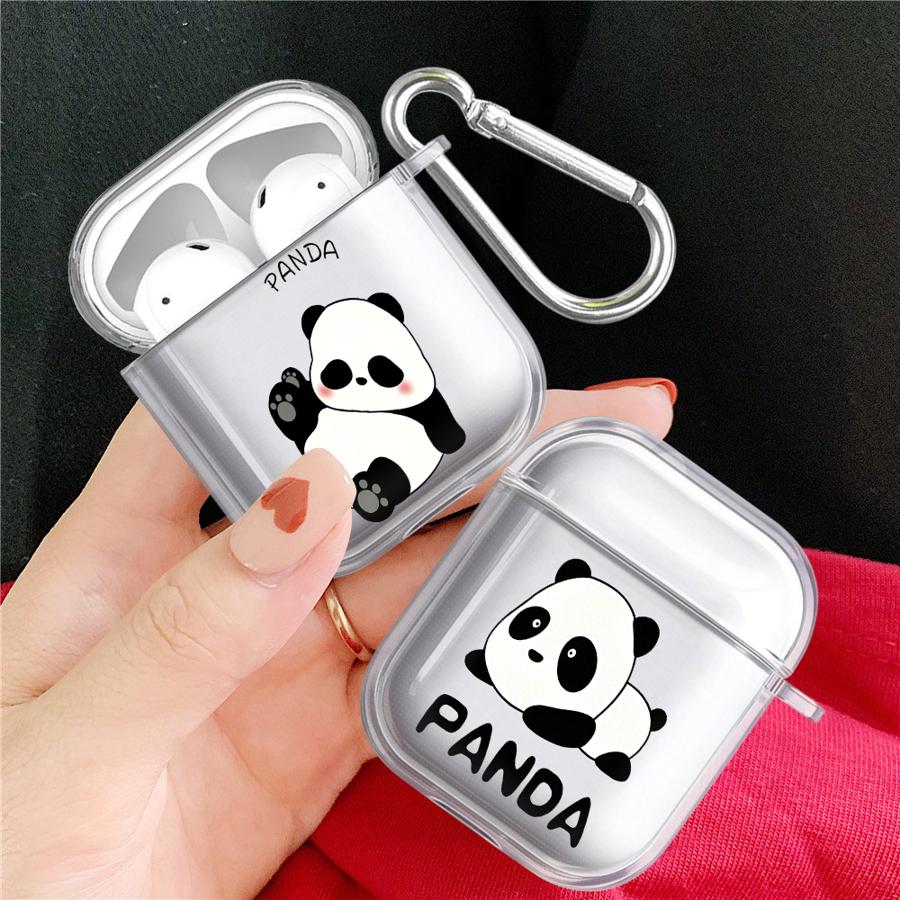 Cartoon-Panda Klare Kopfhörerhüllen Abdeckung für Airpods Pro2 3 1 4 2 Pro3 Pro