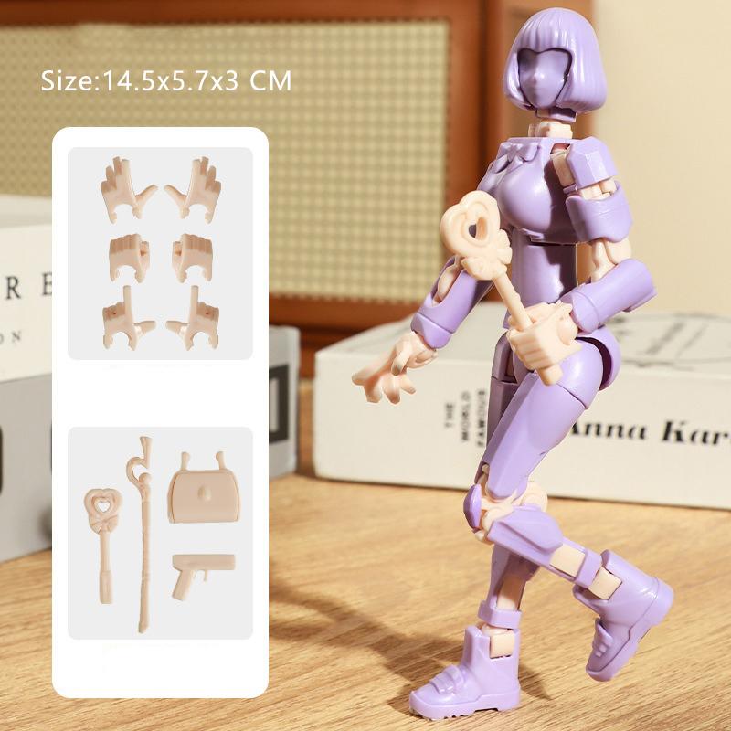

(Unassembly)T13 Action Figures, Magical Girl Titan 13 Action Figure, Multi-Jointed Movable Figure, Lucky 13 Robot, Dummy T-13 Desktop Decorations фиолетовый