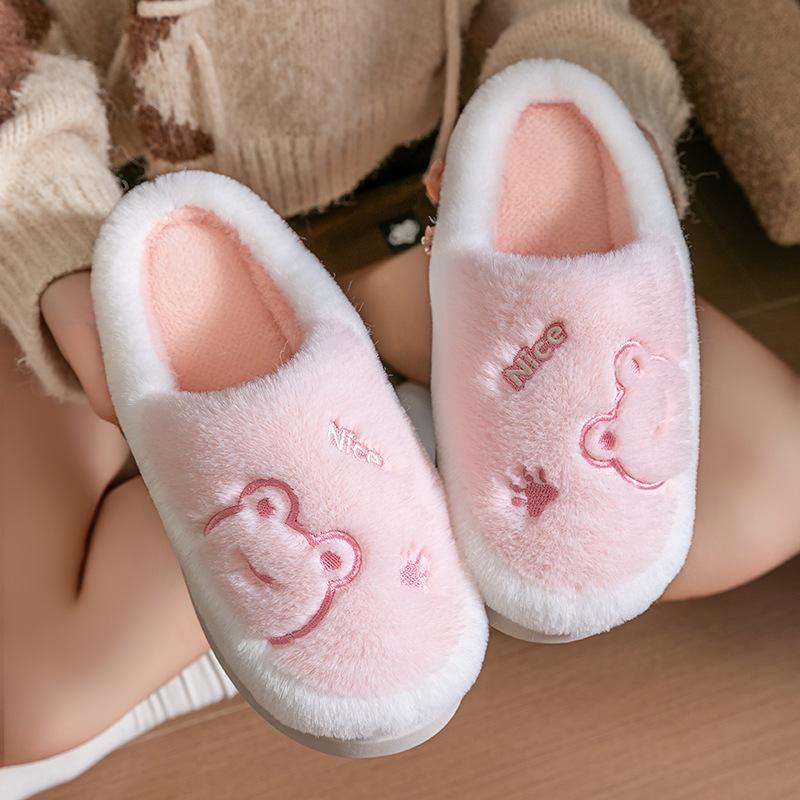 Frog cartoon cotton slippers autumn and winter leisure indoor home warm and comfortable plush household cotton shoes