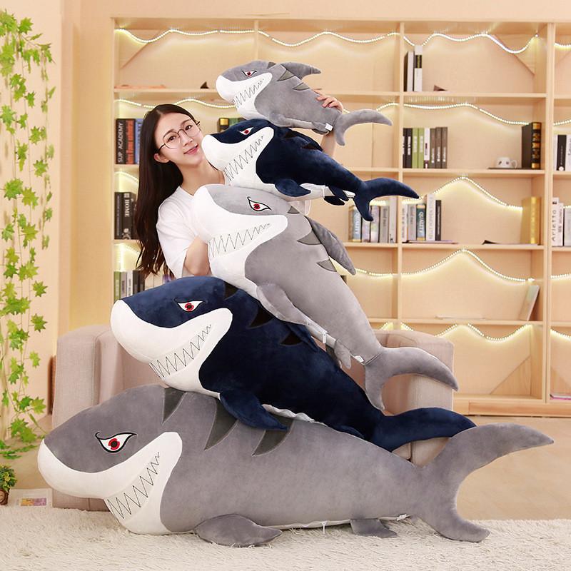 Plush Big Shark Toy White Shark Holding Sleep Ragdoll Child Female Birthday Gift