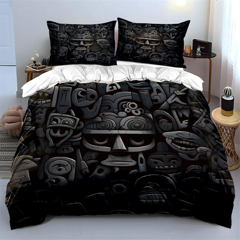 Tribal Mask Set For Decoration Kid'S And Adults' Bedroom Decor, Exquisite Three-Piece Bedding Set Gift