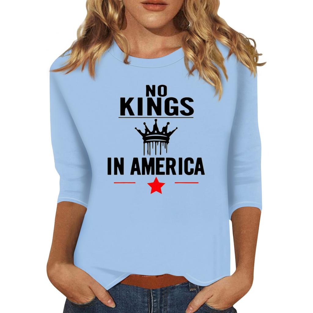 Women's Fashionable Casual Three-quarter Sleeve Round Neck Top