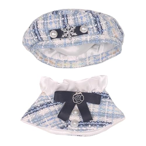 

niannyyhouse 10 см, 15 см, 20 см Набор плюшевой одежды с пончо, шляпой и шарфом для хлопковой куклы, наряд для переодевания (Синий, 10см)