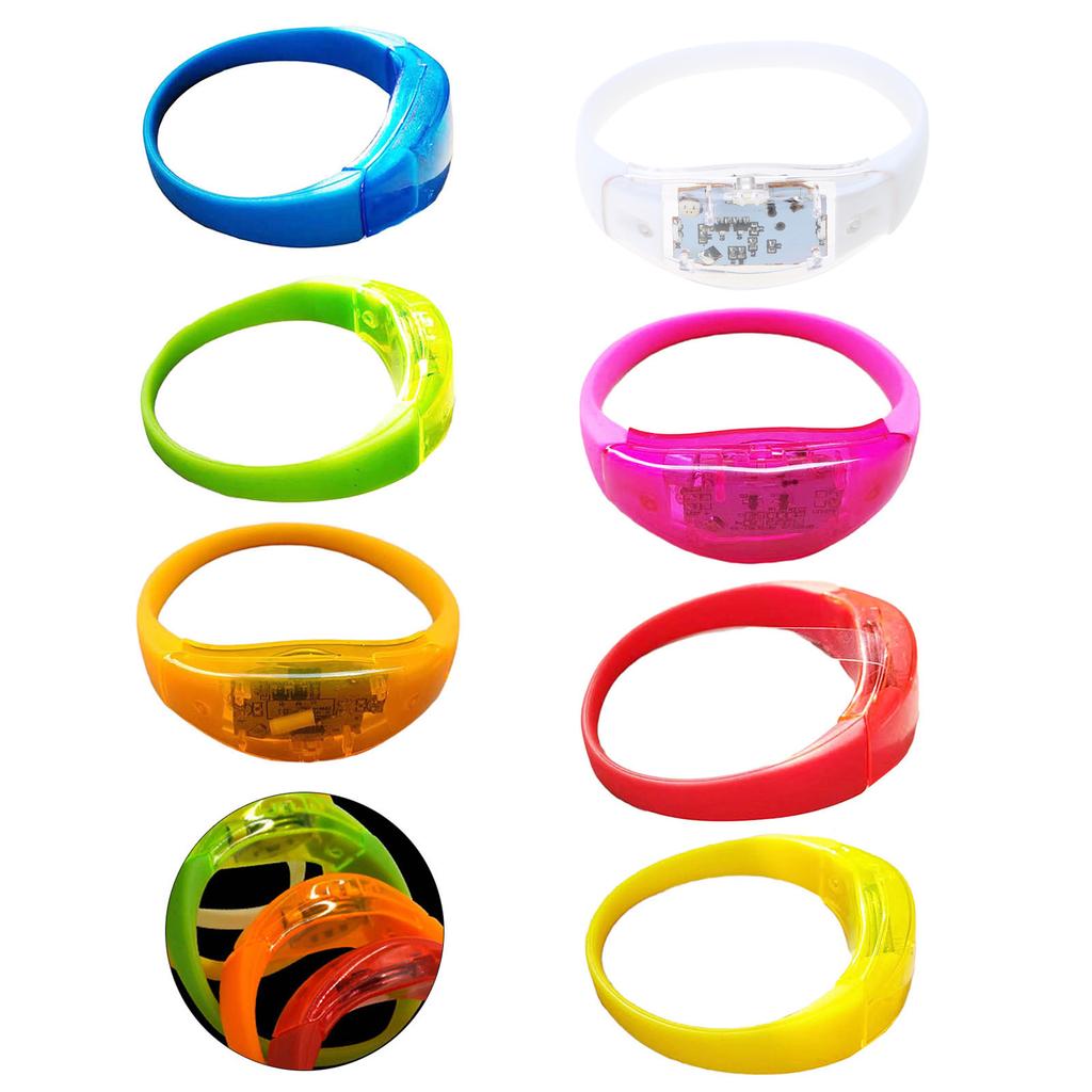 5pcs Voice Controlled LED Luminous Bracelets Flashing Silicone Bangle Light Up Wristbands for Christmas New Year Decor