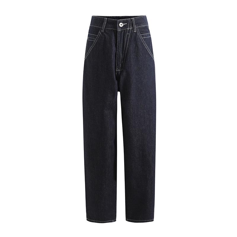 A3 Blugi Retro Denim Largi cu Picior Lat: Culoare Originală, Neutru, Talie Medie-Înaltă, Croială cu Biberon pentru Femei