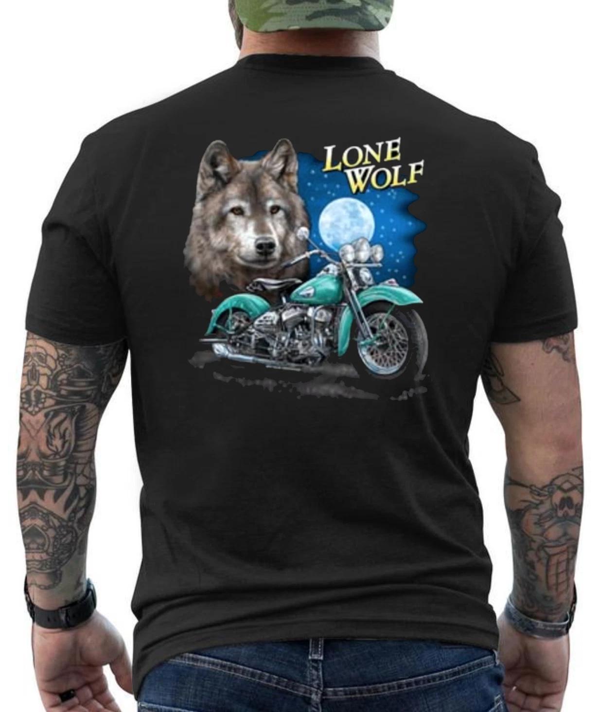 Lone And Wolf Biker Graphic Design Wolf Moon T- Shirt XXXXL