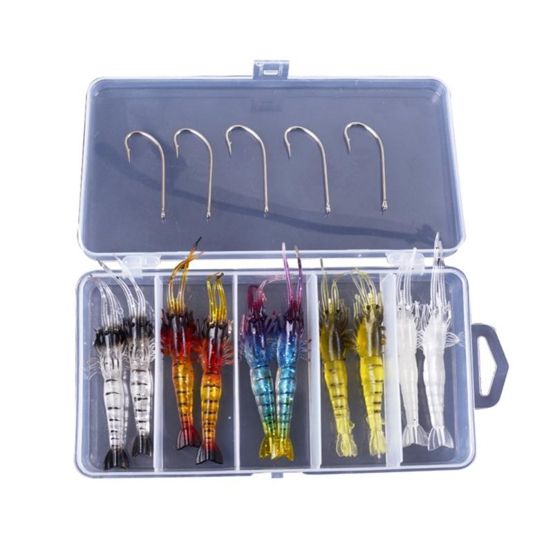 

10pcs Silicone Artificial Baits Soft Shrimp Lures Rig Fishing Lures Jigs with Hook for Trout Fishing Tackle Accessories 1